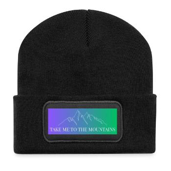 Berg Kette im Gradient - Take me to the Mountains - Recycelte Patch Beanie - Schwarz - Vorne