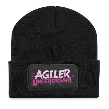Agiler Ungehorsam - Recycelte Patch Beanie - Schwarz - Vorne