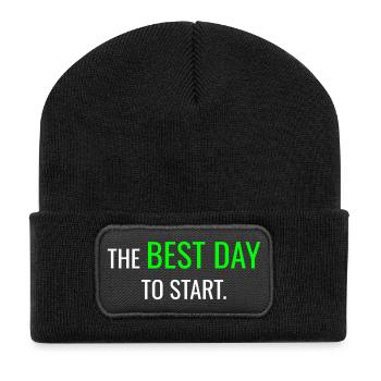 Gestalten Sie noch heute Ihre Träume. - Recycelte Patch Beanie - Schwarz - Vorne