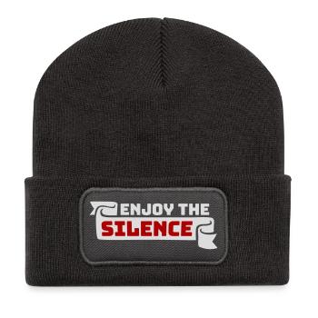 Enjoy The Silence Spruch Ruhe Stille Introvertiert - Recycelte Patch Beanie - Dunkelgrau - Vorne