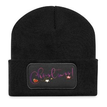 Christmas - Recycelte Patch Beanie - Schwarz - Vorne