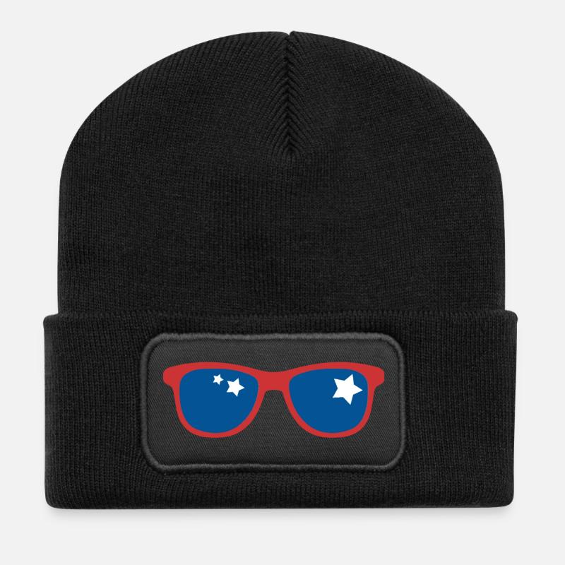 Pop Art Sonnenbrille - Recycelte Patch Beanie - Schwarz
