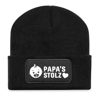 Bébé Nouveau-né de la Fierté de Papa - Beanie recyclé à patch - noir - Devant