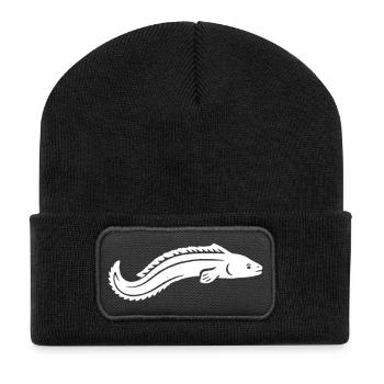 Eel Fish Predatory Fish Angler Vector - Recycled Patch Beanie - black - Front