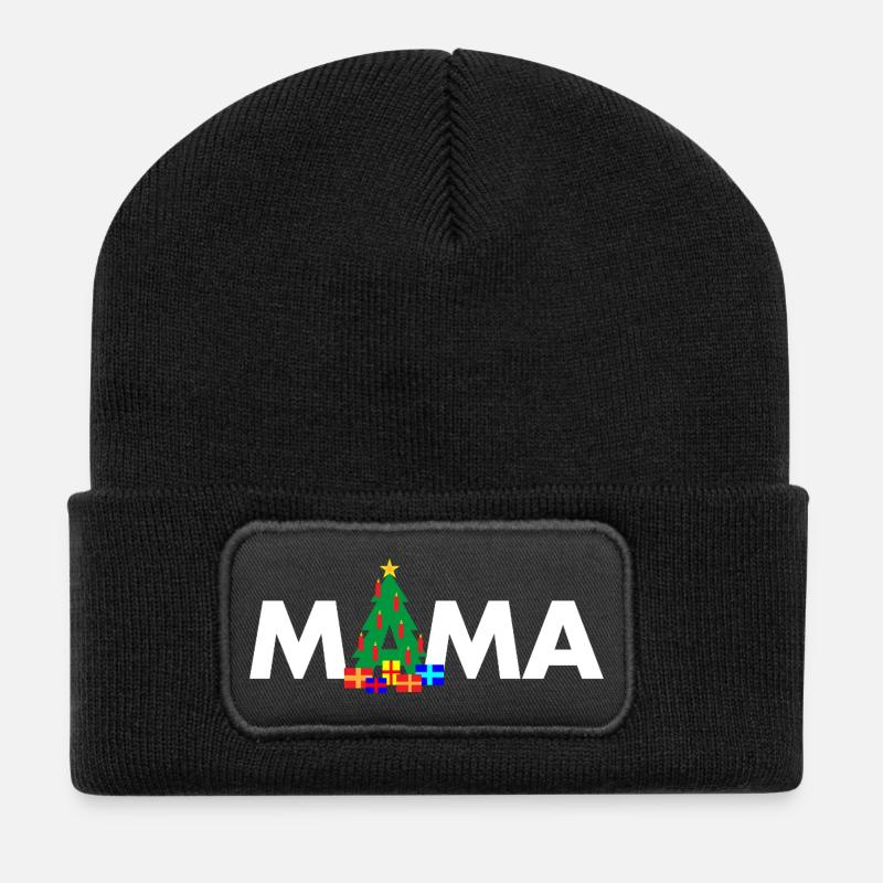 Oma Weihnachtsbaum - Recycelte Patch Beanie - Schwarz