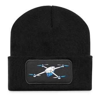 Lustiger Drohnenpilot Cartoon Hobbypilot - Recycelte Patch Beanie - Schwarz - Vorne