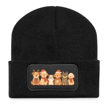 Dogs, Children, Boys, Girls, Christmas, Dogs - Recycled Patch Beanie - black - Front
