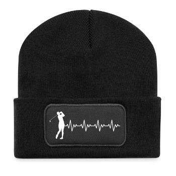 Golfeur Golfeur Golf Shot ECG Battement de cœur Fréquence cardiaque - Beanie recyclé à patch - noir - Devant