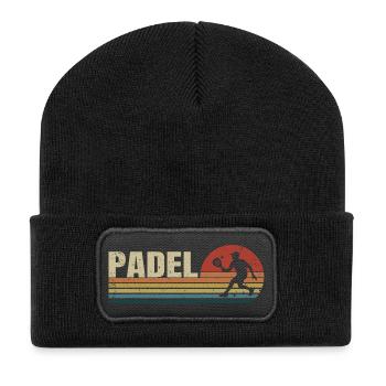 Padel Retro Sunset - Recycled Patch Beanie - black - Front