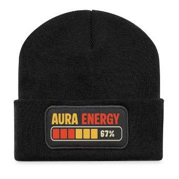 Aura Energy 67 Meme Funny Gen Alpha Six Seven 67  - Recycled Patch Beanie - black - Front