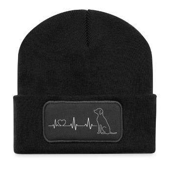 Battement de cœur Chien Dessin au trait - Beanie recyclé à patch - noir - Devant
