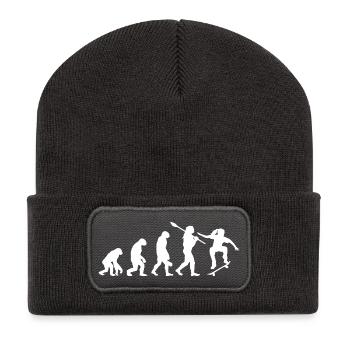 Skateboarding Evolution Skater Streetwear-Spieler - Recycelte Patch Beanie - Dunkelgrau - Vorne