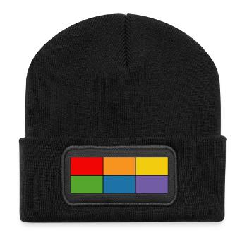LGBT_Regenbogen_Farbblock grid - Recycled Patch Beanie - black - Front