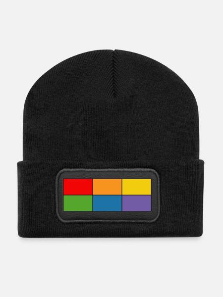 LGBT_Regenbogen_Farbblock grid - Recycled Patch Beanie - black