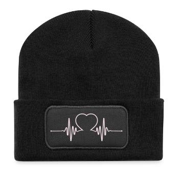 Battement de cœur - Beanie recyclé à patch - noir - Devant