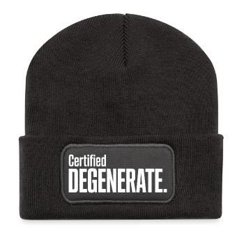 Certified Degenerate - Funny Gen Alpha Memes - Recycled Patch Beanie - dark grey - Front