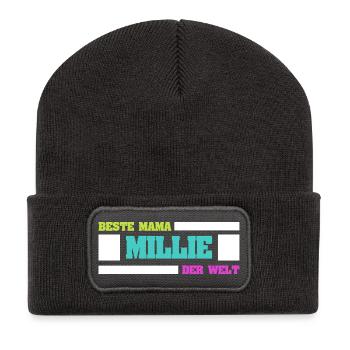 Mère Millie - Beanie recyclé à patch - charbon - Devant