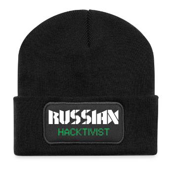 Russian Hacktivist Cyber Security Design - Recycelte Patch Beanie - Schwarz - Vorne