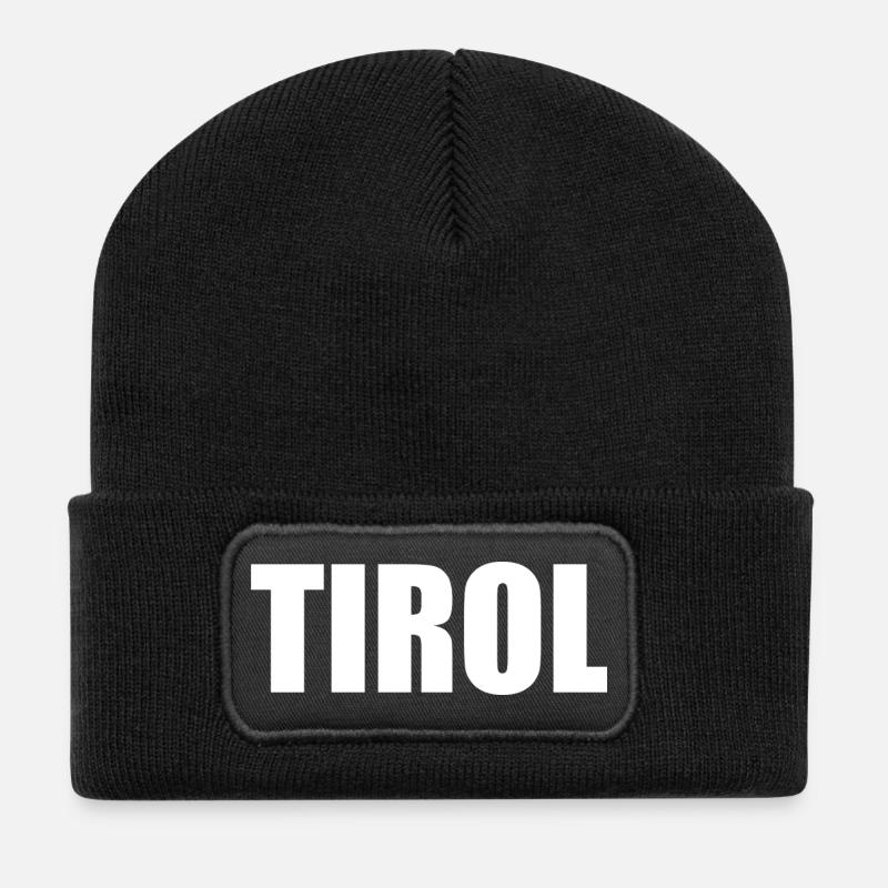 TIROL Logo weiß - Recycelte Patch Beanie - Schwarz
