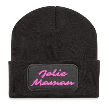 Jolie Maman Rose Néon - Beanie recyclé à patch - charbon - Devant