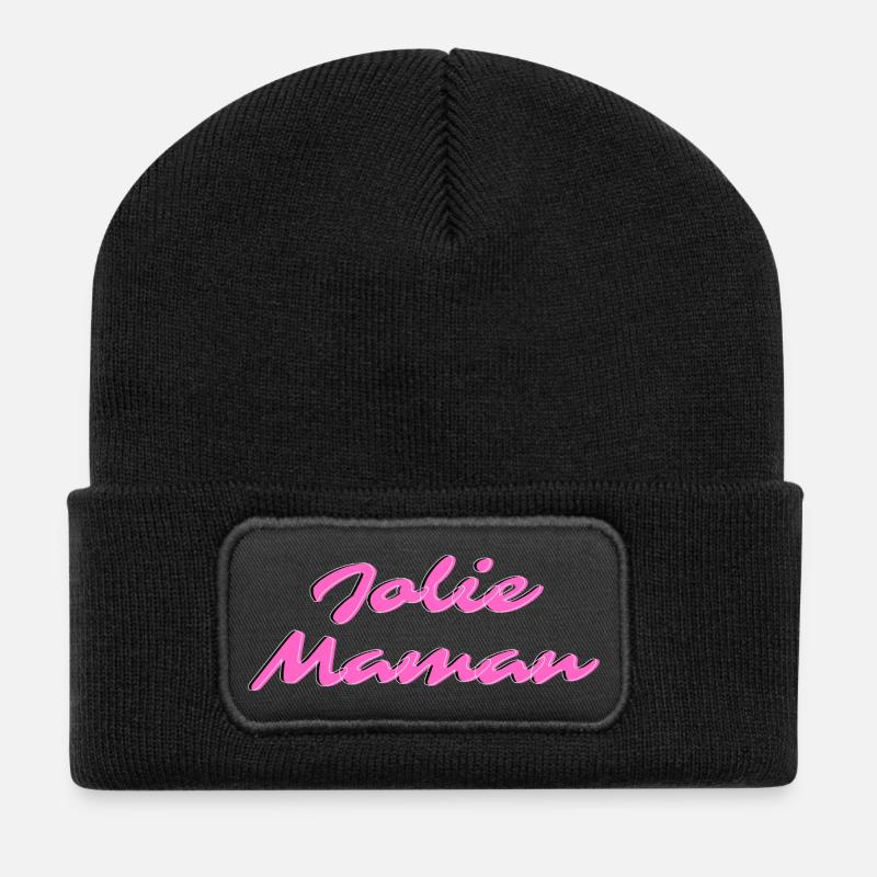 Jolie Maman Rose Néon - Beanie recyclé à patch - noir