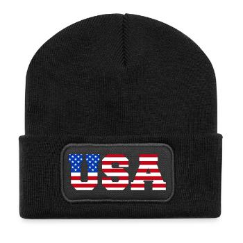 USA Lettering America Fan American Flag - Recycled Patch Beanie - black - Front