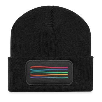 Rainbow Line Art - Recycled Patch Beanie - black - Front