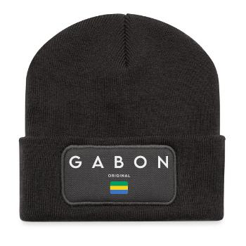 Gabonese pride, minimalist sleek design - Recycled Patch Beanie - dark grey - Front