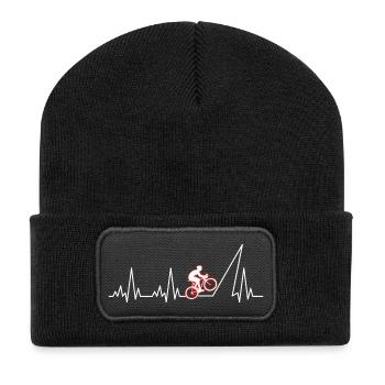 Cycliste à battement de cœur à vélo - Beanie recyclé à patch - noir - Devant