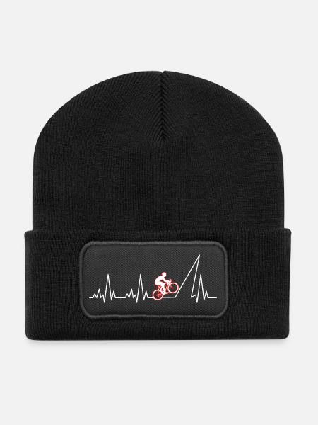Fahrrad Herzschlag Radfahrer - Recycelte Patch Beanie - Schwarz
