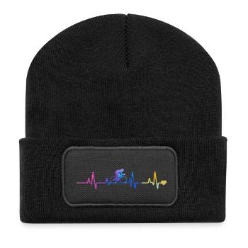 Gradient cycliste du battement de cœur - Beanie recyclé à patch - noir - Devant