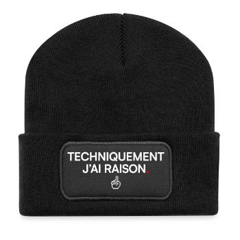 TECHNICALLY I'M RIGHT. | Humor - Recycled Patch Beanie - black - Front