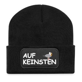 Auf Keinsten Möwe - Recycelte Patch Beanie - Schwarz - Vorne