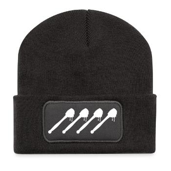 Dessin à la cuillère à miel - Beanie recyclé à patch - charbon - Devant