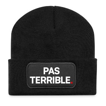 NICHT GUT. – Minimalistische Humorreaktion - Recycelte Patch Beanie - Schwarz - Vorne