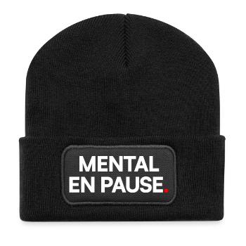 Mentale Pause - Recycelte Patch Beanie - Schwarz - Vorne
