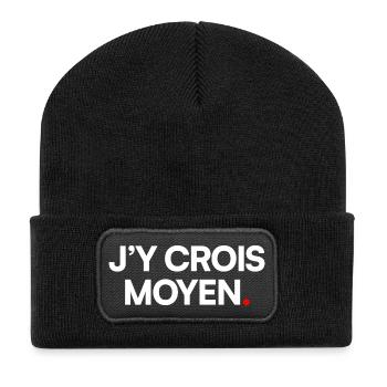 J’y crois moyen - Beanie recyclé à patch - noir - Devant