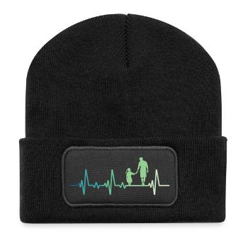 Father and daughter heartbeat dad and daughter - Recycled Patch Beanie - black - Front