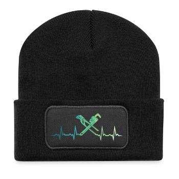 Heating engineer, plumber's heartbeat - Recycled Patch Beanie - black - Front
