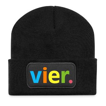 4. Geburtstag Junge Vier 4 Jahre Jubiläum  - Recycelte Patch Beanie - Schwarz - Vorne