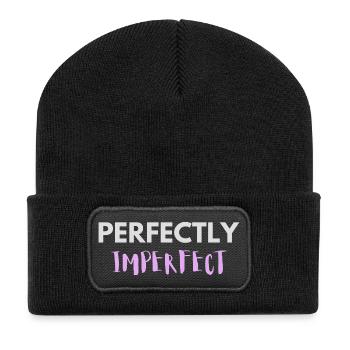 Lettrage parfaitement imparfait - Beanie recyclé à patch - noir - Devant