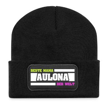 Beste Mama Alona der Welt - Recycelte Patch Beanie - Schwarz - Vorne