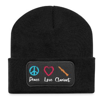 Peace Love Clarinet - Recycled Patch Beanie - black - Front
