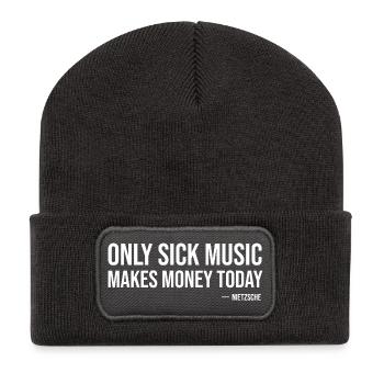 Nur kranke Musik macht heute Geld von Nietzsche - Recycelte Patch Beanie - Dunkelgrau - Vorne