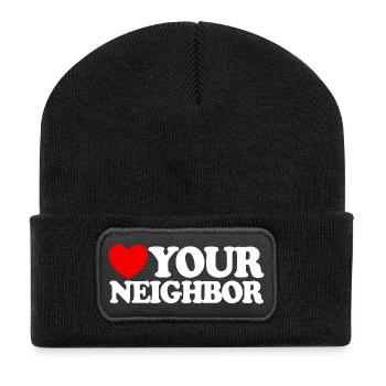 Nächstenliebe – Christlicher Glaube – Jesus - Recycelte Patch Beanie - Schwarz - Vorne