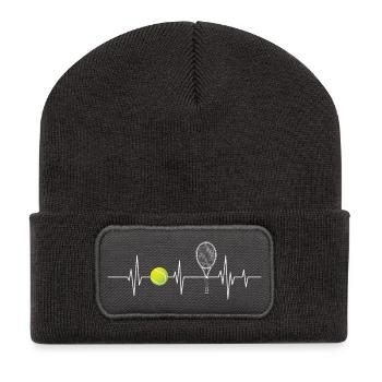 Tennis Heartbeat Player Coach Court Lover - Recycled Patch Beanie - dark grey - Front