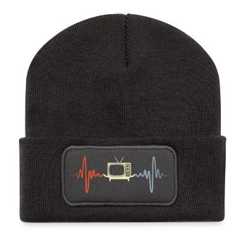 Vintage TV Heart Palpitations - Recycled Patch Beanie - dark grey - Front