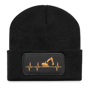 Pelle à battement de cœur Moteur d’excavatrice ouvrier du bâtiment - Beanie recyclé à patch - noir - Devant