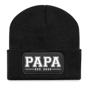 Papa Est. 2026 | Father | Father's Day Gift - Recycled Patch Beanie - black - Front