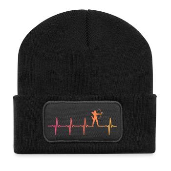 Bogenschießen Sonnenuntergang Herzschlag des Bogenschießens - Recycelte Patch Beanie - Schwarz - Vorne